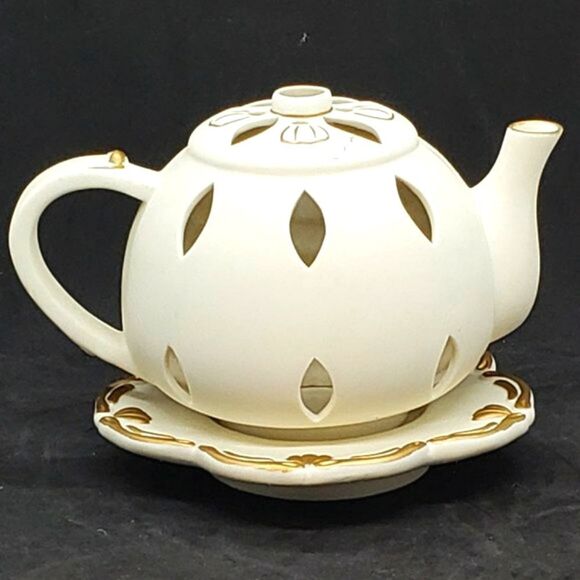 Partylite Cream Bisque Teapot Votive Candle Holder - Picture 11 of 15